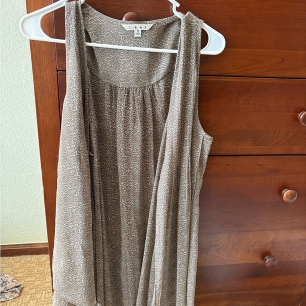 CAbi Brown Patterned Sleeveless Blouse